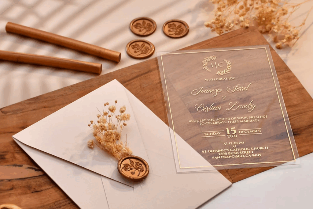 Elegant wedding invitations, an essential part of the wedding planning timeline to inform guests.